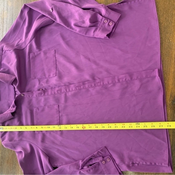 Susan Graves Silky Purple Button Down Blouse Sz 16 Sexy CEO City Girl Boho Vibes - Picture 11 of 11